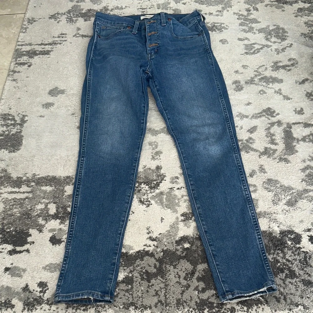 Madewell Women's high rise buttonbfly Skinny Jeans in Deep Blue